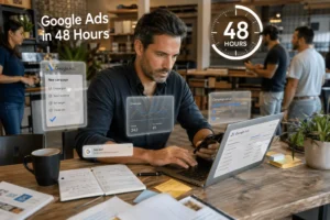 Khóa học Google Ads cấp tốc trong 48 giờ dành cho chủ doanh nghiệp, hướng dẫn từ thiết lập chiến dịch, lựa chọn đối tượng đến quản trị chỉ số Dashboard thực tế.