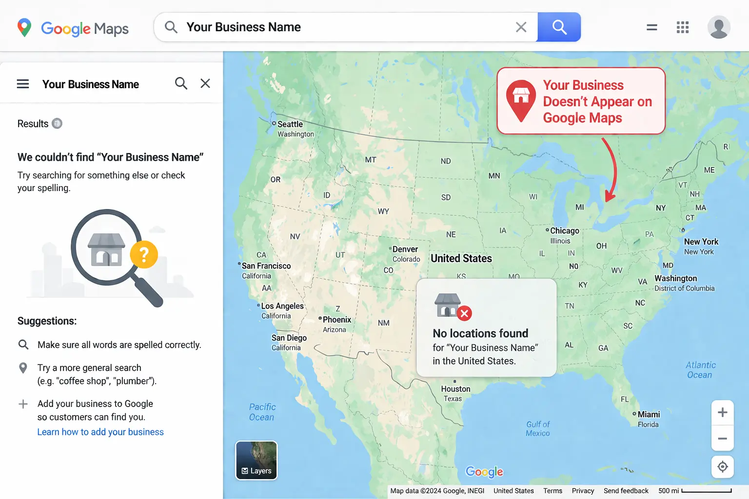 Kết quả tìm kiếm Google - Bạn không có mặt
