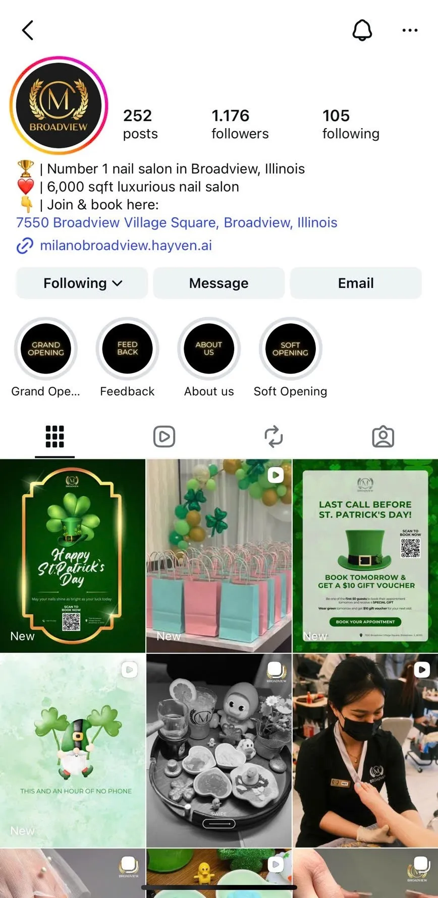 Milano Nail Spa Broadview Instagram Profile